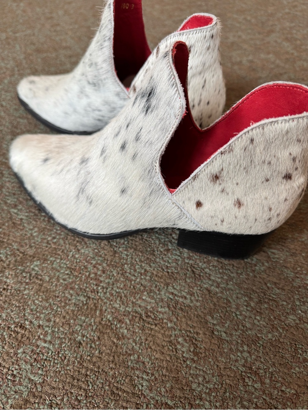 Women's Spotted Cowhide Ankle Booties - Picture 2 of 7